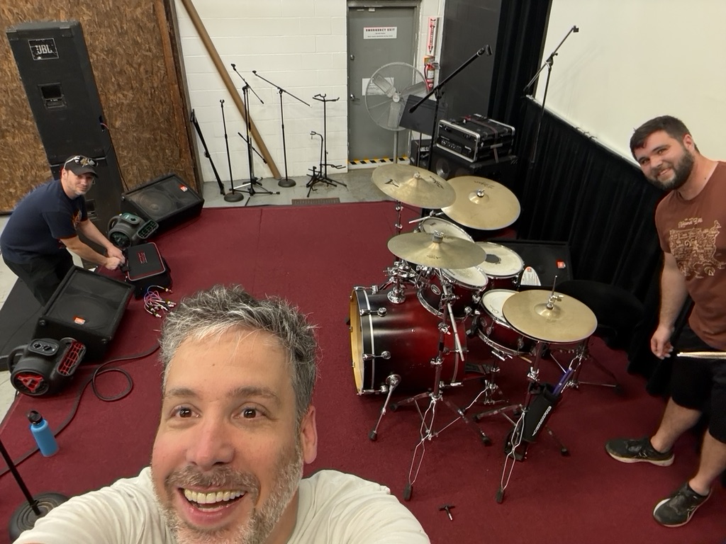 Band during recording