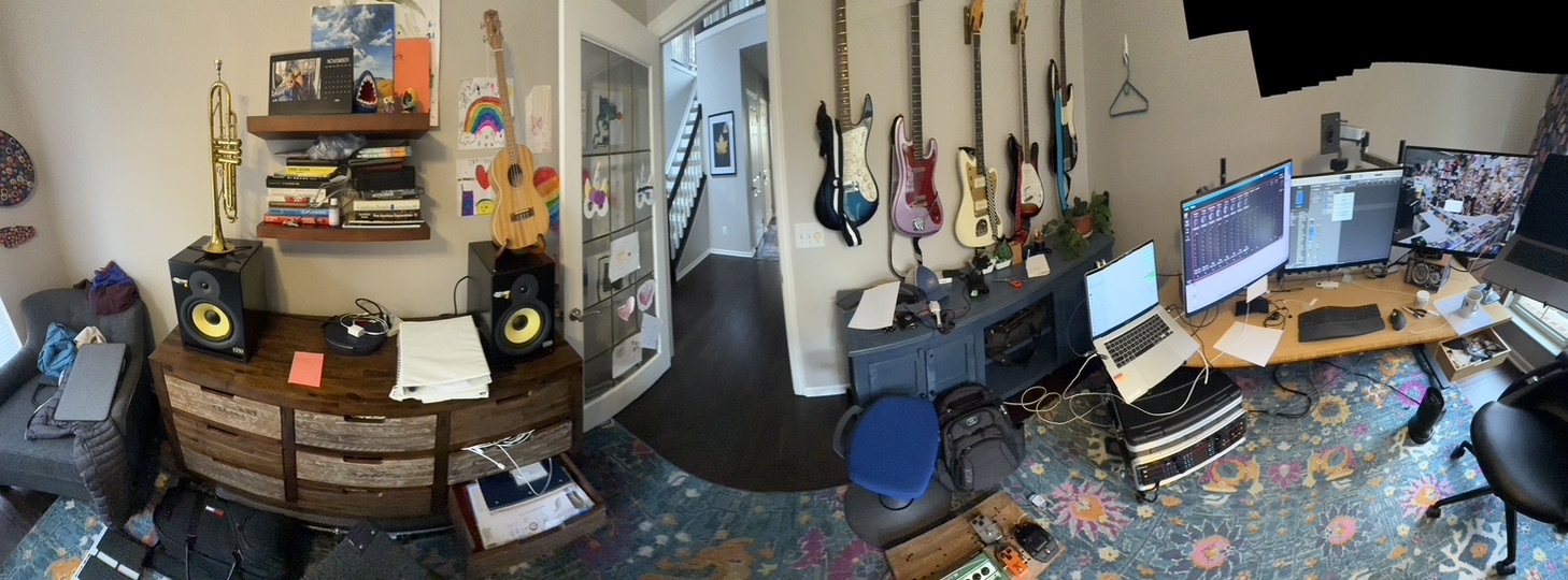 Studio panorama with guitars